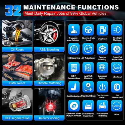 OBD2 Scanner - OBD - Uitleesapparatuur Auto - Diagnosecomputer - Storing Verwijderen - Auto Accessoires - Auto Uitlezen - 32 Reset Services - Systeem Scanner - 7" Touchscreen