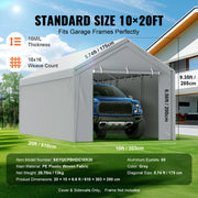 Tent - Vervangende Overkapping - Pickup Truck Tent - Zonder Frame - 10x20 ft - Garage Tent - Shelter Tarp - Waterdicht & UV-beschermd - Tuin Buiten Carport - Grijs