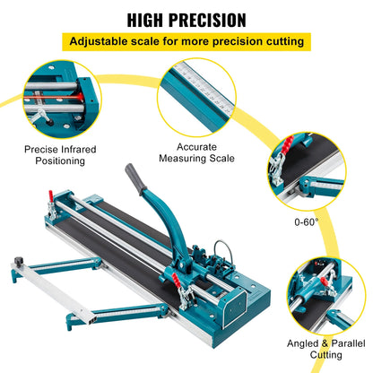 Handmatige Tegelsnijder - Tegelsnijmachine - Tegelsnijder - Dubbele Rail - 1200mm - met Laser Positionering - Geschikt voor Keramiek & Porselein
