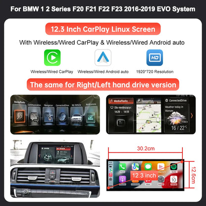 12,3 inch Multimedia Scherm – Touchscreen Display – Navigatie Scherm – Auto Monitor – Infotainment Paneel – Ultradun Design – Draadloze CarPlay & Android Auto - QUORE