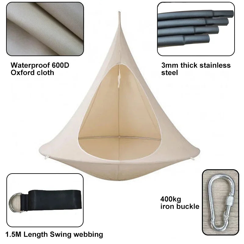 Hangstoel – Schommelstoel – Hanggordijn – Relaxstoel – Ademend Oxford-Stof – Compact En Draagbaar
