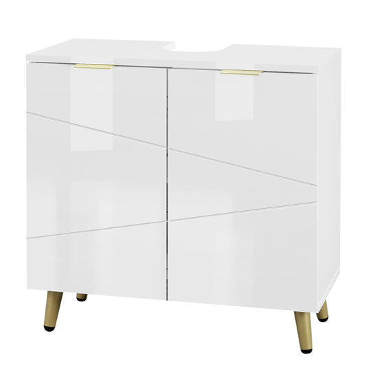 Bathroom furniture - Bathroom cabinet - Washbasin base units - Washbasin furniture - 60x60x30cm - 2 doors - Adjustable legs Shelf Freestanding - Bathroom furniture Washbasin cabinet - White