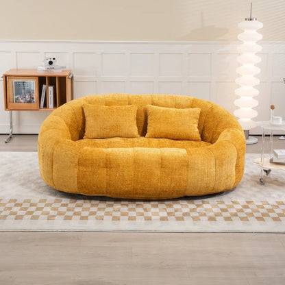 Zitzak – Poef – Lounger – Loungebank – Zitzak Met Hoge Rugleuning Geel – Hoogwaardig Schuim – Zachte Chenille Bekleding