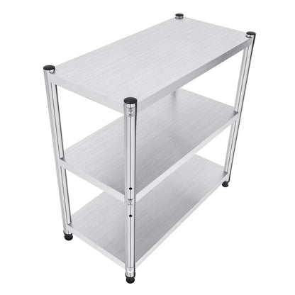Verstelbare RVS Keukenrek - Ruimtebesparend Met Hoge Draagkracht - 80×40×80cm - 3-laags - Ruimtebesparende Metalen Opbergplank voor Keukens - QUORE