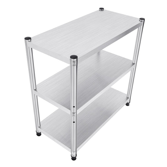 Verstelbare RVS Keukenrek - Ruimtebesparend Met Hoge Draagkracht - 80×40×80cm - 3-laags - Ruimtebesparende Metalen Opbergplank voor Keukens - QUORE
