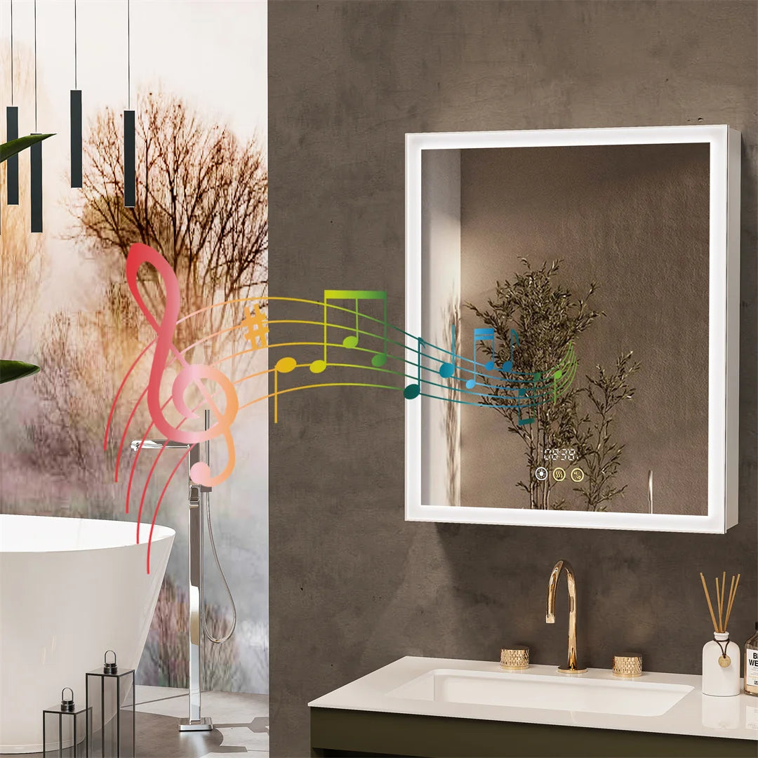 Spiegelkast – Badkamerkast – Wandkast – LED Spiegel – Bluetooth Speakers – Anti-Condens – Waterbestendig Aluminium - 50 x 60 cm