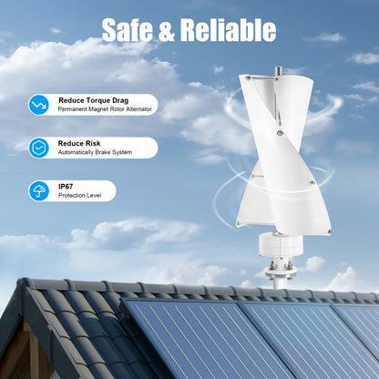 Verticale Windturbine – Windgenerator – Duurzame Energie – 100W – IP67 Waterdicht – Stil Met Minder Dan 62dB