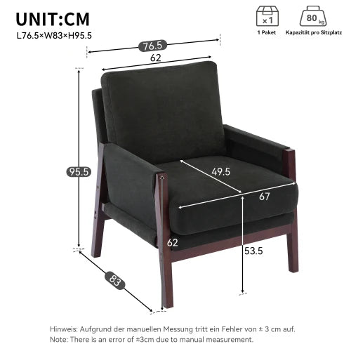 Relaxstoel – Loungestoel – Fauteuil – Leesstoel – Relaxfauteuil – Zitstoel – Chenillestof Bekleding – Massief Houten Frame - 76.5 x 83 x 95.5 cm - Wit