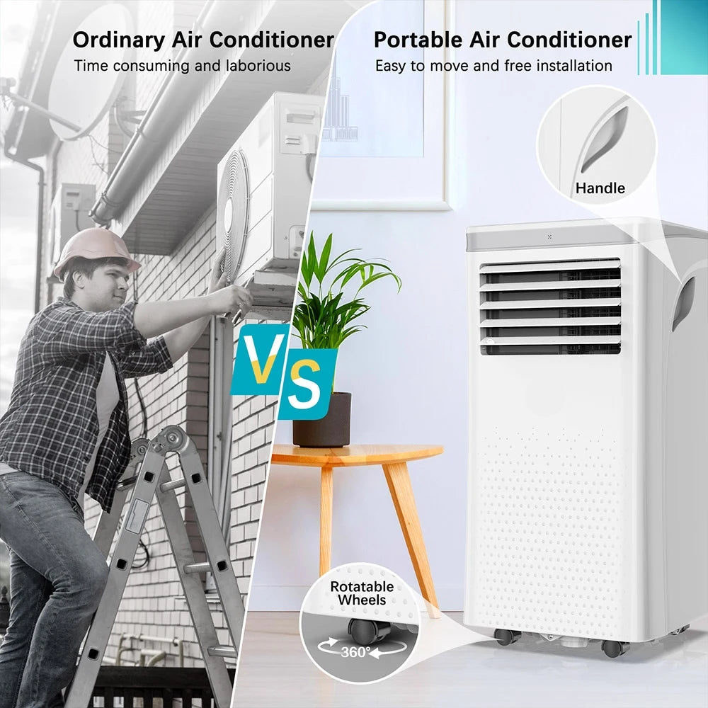 Mobiele Airco - Draagbare Airconditioning - Mini-Airconditioning - Verdampings Luchtbevochtiger - met Afstandsbediening - 7000BTU - voor Koeling - Ventileren - Ontvochtiger - 3.5A - 65dB - 310m³/h - 220-240 V/50HZ  - 70 x 35 x 34.8 cm - Wit