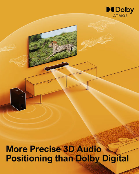 Soundbar - 2.1 Soundbar for TV - 190W - 87dB - 45Hz-20KHz - Speakers - Speaker cables - Speaker - Black