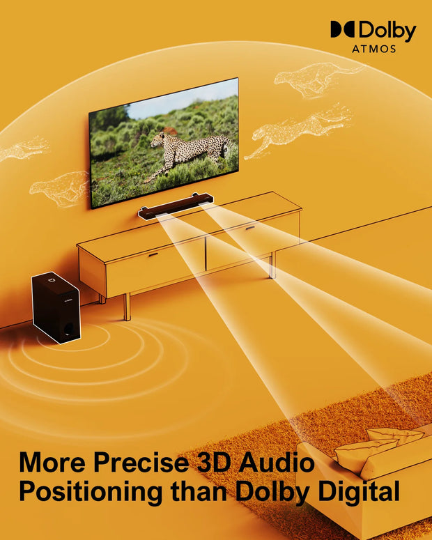 Soundbar - 2.1 Soundbar for TV - 190W - 87dB - 45Hz-20KHz - Speakers - Speaker cables - Speaker - Black