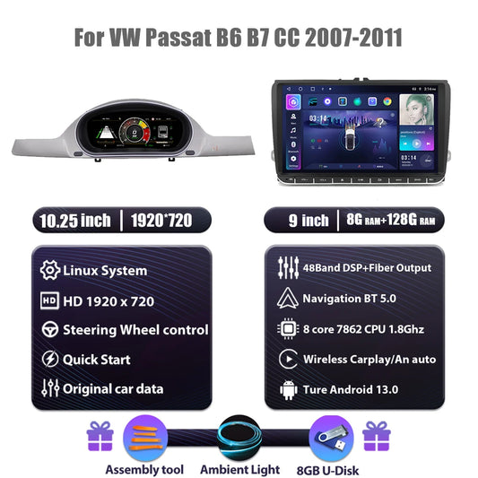 Dashboard Auto – Digitaal Cluster – Instrumentenpaneel – Autodisplay – Cockpitpaneel – 10,25 Inch HD IPS Scherm – Plug & Play Installatie