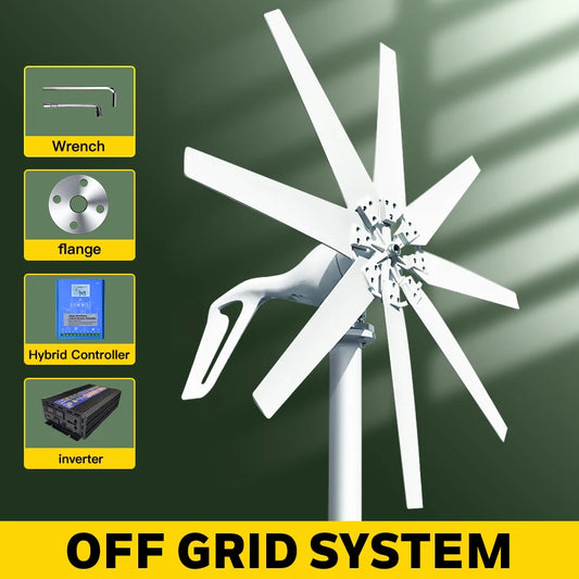 Windturbine - Windmolen - Windenergie - Windturbine Generator - 1000W - 24V - Horizontale Windmolen - met Off Grid Systeem 1 - Energieopwekking - 3 Bladen - Voor Huis – Sterke Windkracht