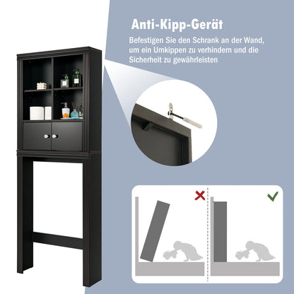 3-Lagen Toiletrek – Ruimtebesparend Badkamerrek met 4 Open Vakken & Verstelbare Planken – Wasmachine Rek voor Badkamer – Hout – 60x20x165 cm – Bruin