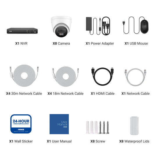 ANNKE 3K Ultra HD POE Video Surveillance System 8CH NVR Recorder With 3K Security Cameras CCTV Kit Built-in Mic 3K Ip camera