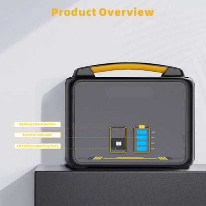 Powerstation - Stroomgenerator - Mini-Generator - Draagbare - Krachtcentrale - LiFePO4 Batterij - voor Thuis - Tenten - Buiten - Kamperen - 640Wh - 600W - 3500 mAh - 26 x 22 x 21.5 cm - Zwart/Geel