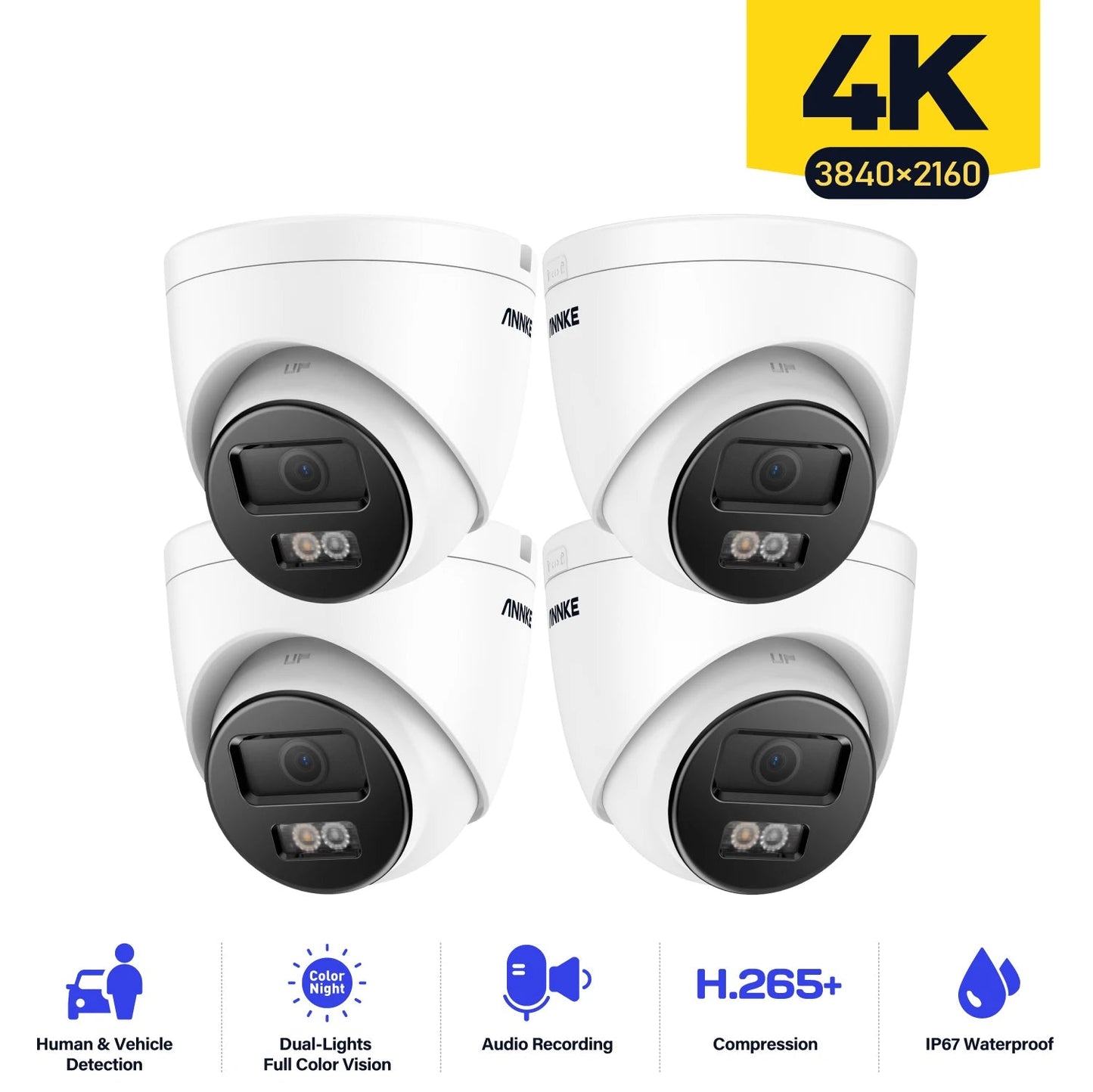 Beveiligingscamera 8MP – Toezichtcamera – CCTV Camera – Netwerkcamera – Turret Camera – 4K Ultra HD Beeldkwaliteit – IP67 Weerbestendig Met PoE