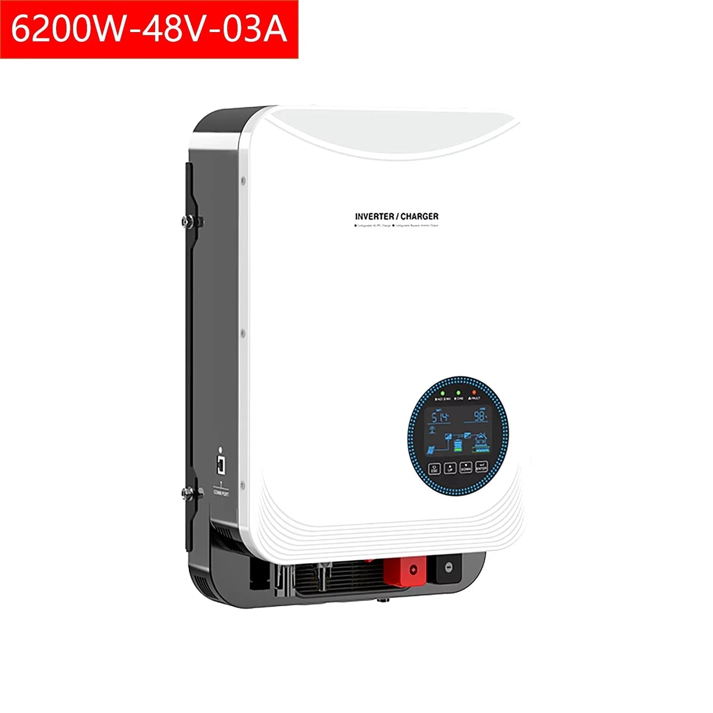 Hybride Zonnestroomomvormer – Zonne-energie Omvormer – Solar Inverter – Energieomzetter – 6,2 kW Vermogen – MPPT Solar Charger – Pure Sinusuitgang - 48V