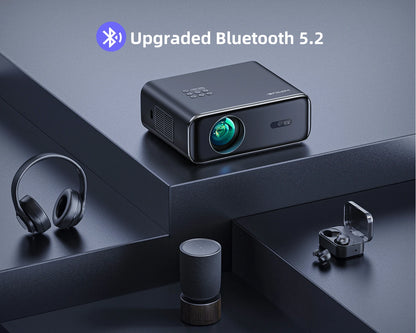 Wimius - Beamer - Projector Beamer - Projector 4k - 1080P -  Automatische focus - met WiFi 6 en Bluetooth 5.2 - 600ANSI - Buiten- en thuisprojector - Zwart - QUORE