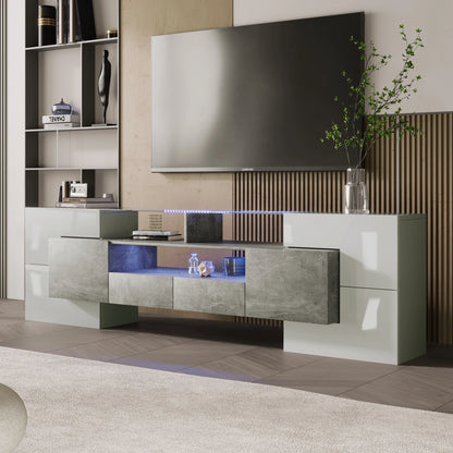 Tv-Meubel – Tv-Kastje – Tv-Dressoir – Meubel – Hoogglans Wit – Ingebouwde LED-Verlichting – 200 Cm Breed