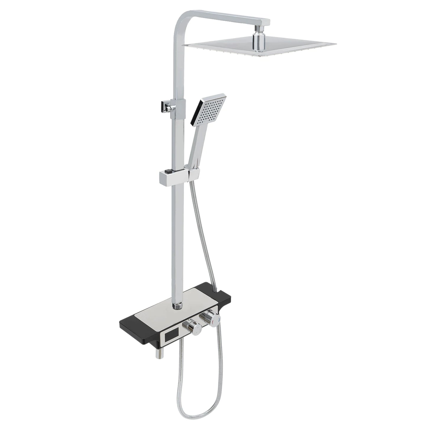 Douche - Regendouche - Douchewand - Douchekolom - Douchepanelen - Thermostatische Regendouche met Digitale Display - Slim & Stijlvol Douchesysteem - Chroom - Zilver