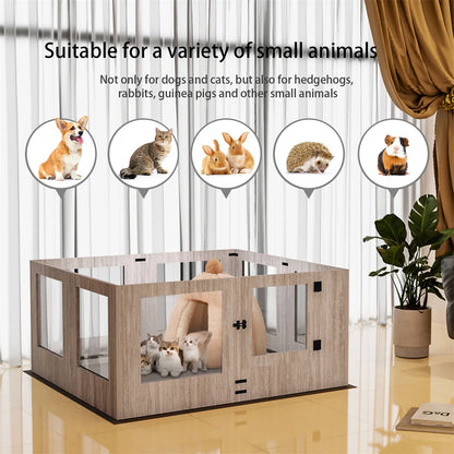 Whelpbox – Puppybox – Speelren – Kennel – Gehard Glas – Doorschuifbare Scheidingswand - A - QUORE