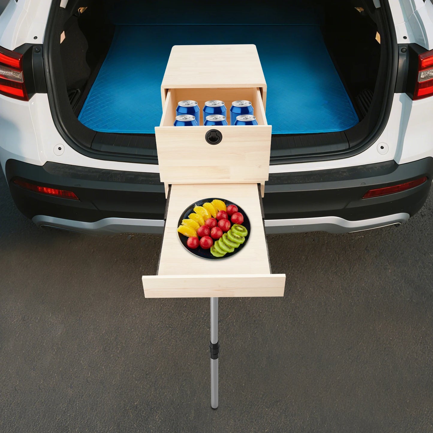 Campingtafel – Vouwtafel – Picknicktafel – Buitentafel – Tafel Met Schuiflade – Duurzaam Dennenhout – Inklapbaar En Compact