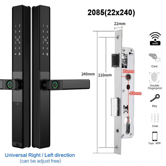 Slimme Wifi Deurslot – Elektronisch Slot – Vingerafdrukslot – Biometrisch Slot – Digitale Deurslot – Waterdicht Aluminium – Snelle Vingerafdrukherkenning - 2085 - 22x240