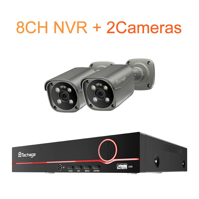 4K Beveiligingssysteem – Camerasysteem – Bewakingsset – CCTV Kit – PoE NVR Kit – 8MP Ultra HD – AI Mensendetectie & Rood-Blauw Licht Alarm - QUORE