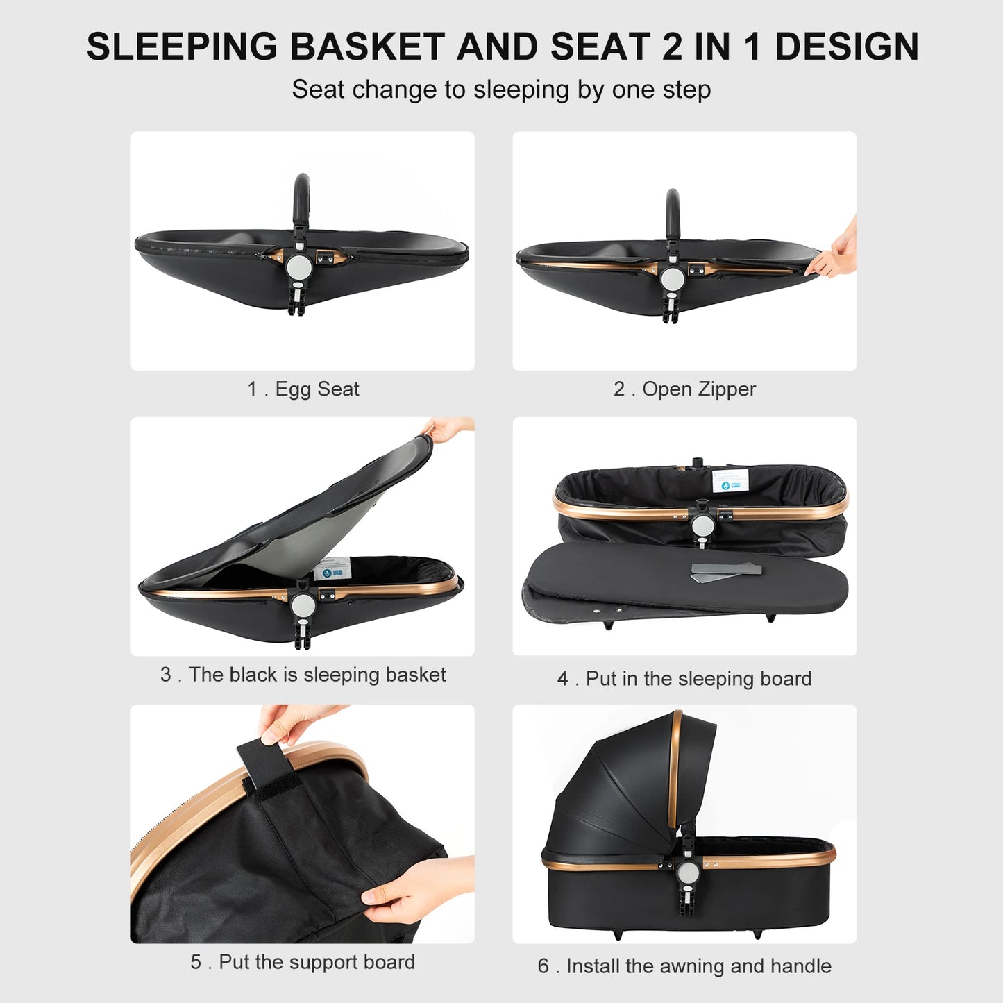 360° Baby Stroller 3 IN 1 Car Seat Stroller Combo Travel System Strollers High Landscape Leather Large Storage Stroller Infant