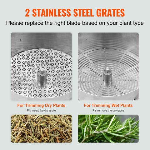 Vevor - Bladko Trimmer - Trimmer Head - Manual Bud Trimmer - with Stainless Steel Blades - for Twisted Spin Cut Clear Dome - 16in pan - Silver