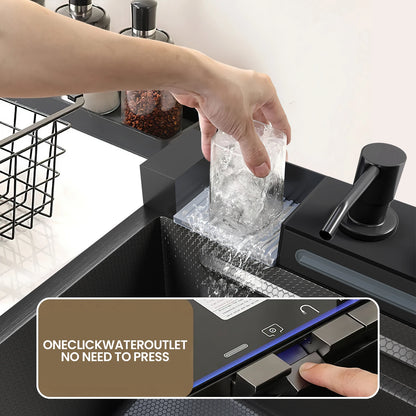 Multifunction Digital Display Kitchen Sink Smart Kitchen Sinks Stainless Steel Sink with Two Integrated Waterfall Taps