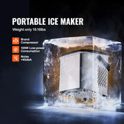 Vevor - Ice Cube Machine - Ice Cubes - Ice Cube Maker with Ice Scoop - App Controllable - Self-cleaning Function - 105W - 1.8lbs - Black
