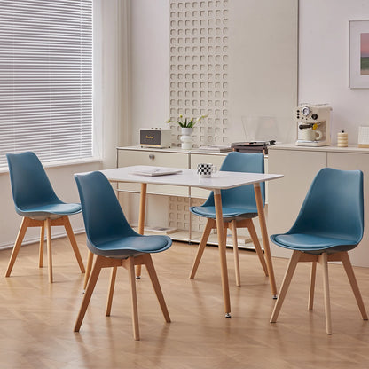 Eetkamerstoel – Stoel – Kuipstoel – Bistrostoel – Beukenhouten Poten – Synthetisch Leder – Comfortabele Foamvulling