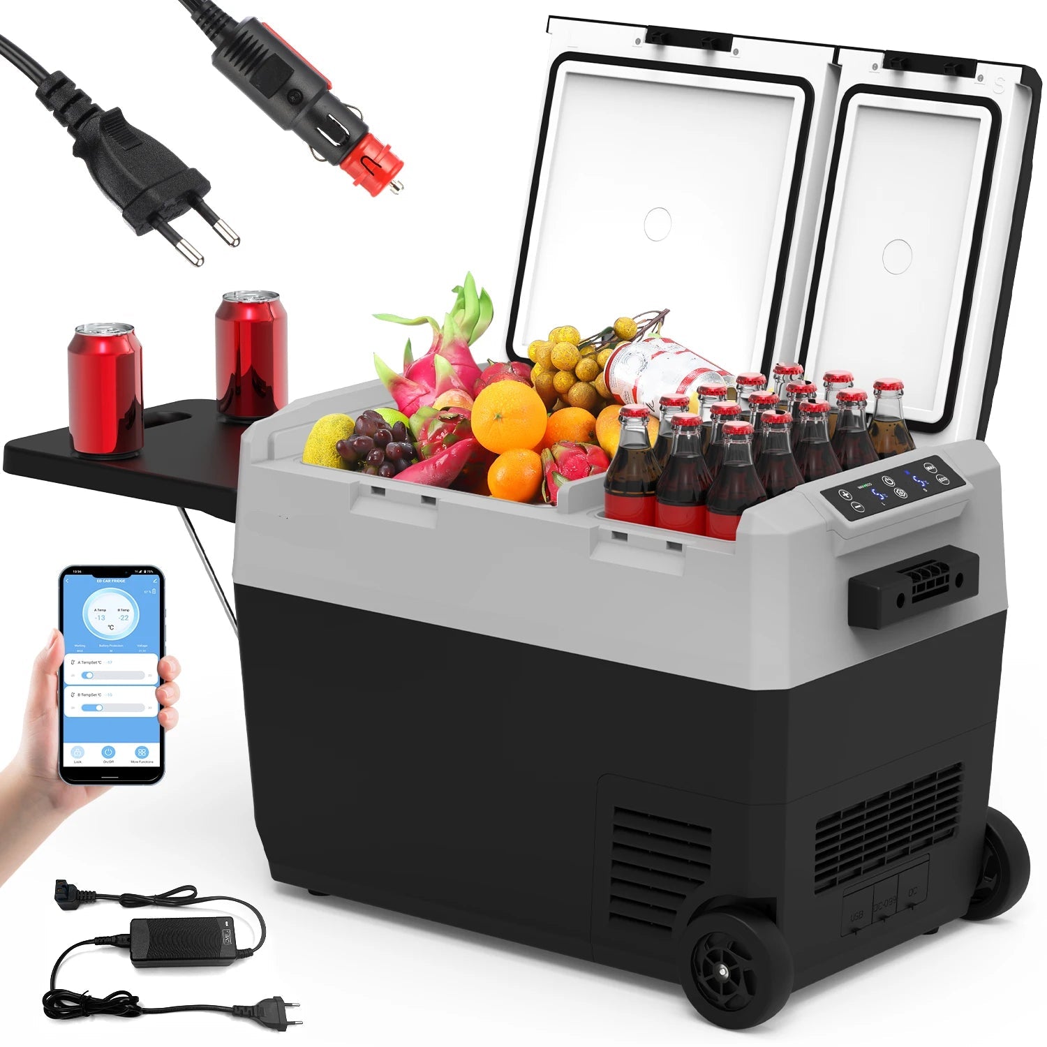 Koelbox – Frigobox – Elektrische Koelbox – Camping Koelkast – Compressor Koelbox – Dual-Zone Temperatuur – App-Bediening - 32L - QUORE