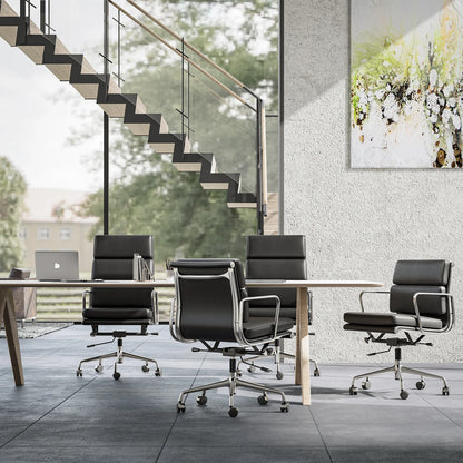 Bureaustoel – Office Chair – Computerstoel – Kantoorstoel – Draaistoel – Verstelbare Hoogte – Gestoffeerd Kunstleer – Met Wieltjes