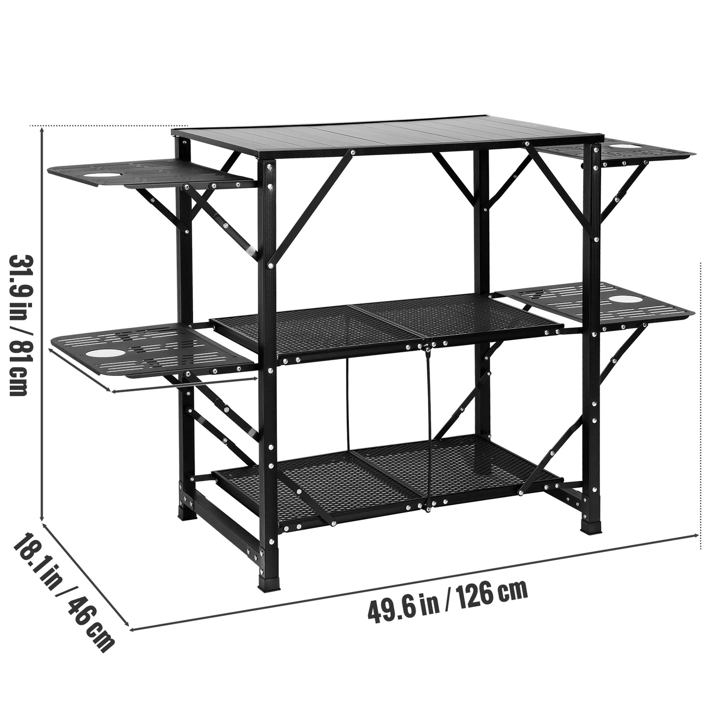 Camping Keukentafel - met Wasbak - Campingtafel - Buitenkeuken - Outdoor Kookstation - Vouwbare - Draagbaar - voor Camping - BBQ - Picknick - Strand - 21.4 Lbs