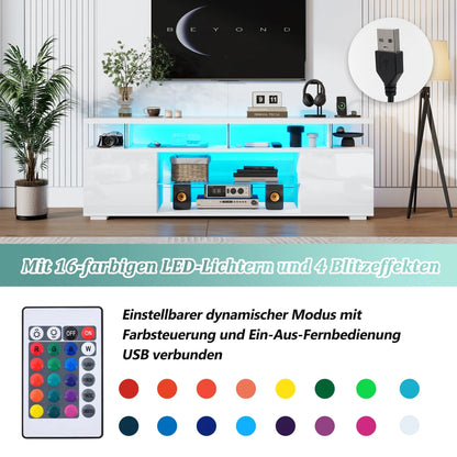 TV-meubel – TV-standaard – Tv-kast – Mediameubel – Entertainmentmeubel – LED-verlichting met 16 kleuren – Geschikt voor tv’s tot 60 inch