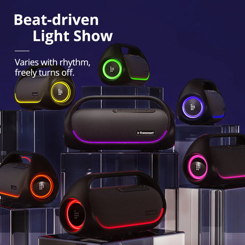 Tronsmart - Bluetooth Speakers -Bluetooth Speaker Wireless -Bluetooth Speaker - 60W- with Hi-Res Audio, Heavy Bass, App Control, Portable Handle- Black Bang