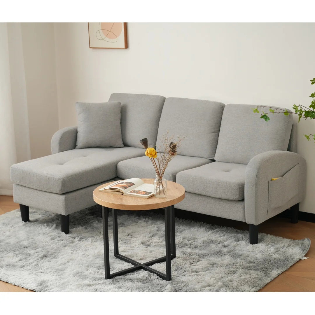 L-Vormige Bank – Hoekbank – Modulair Sofa – Zitbank – Chaise Longue – Ademend Katoen-Linnen – Compact 166x118x77 CM