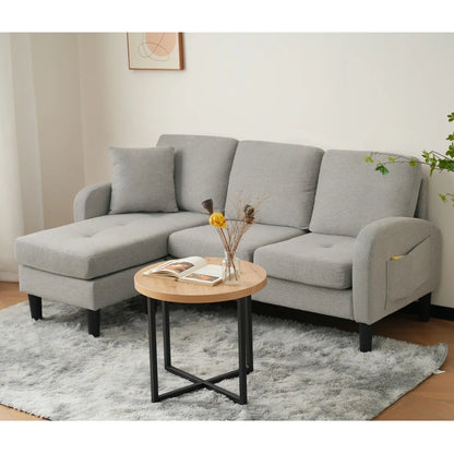 L-Vormige Bank – Hoekbank – Modulair Sofa – Zitbank – Chaise Longue – Ademend Katoen-Linnen – Compact 166x118x77 CM