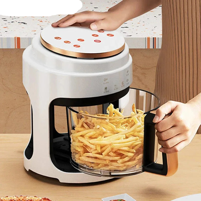 Airfryer - 3L – Heteluchtfriteuse - 1000W – Olievrij Frituren – LED Touchscreen - en 360° Hete Lucht – Voor Gezonder Koken - Veilig in Gebruik - Wit - QUORE