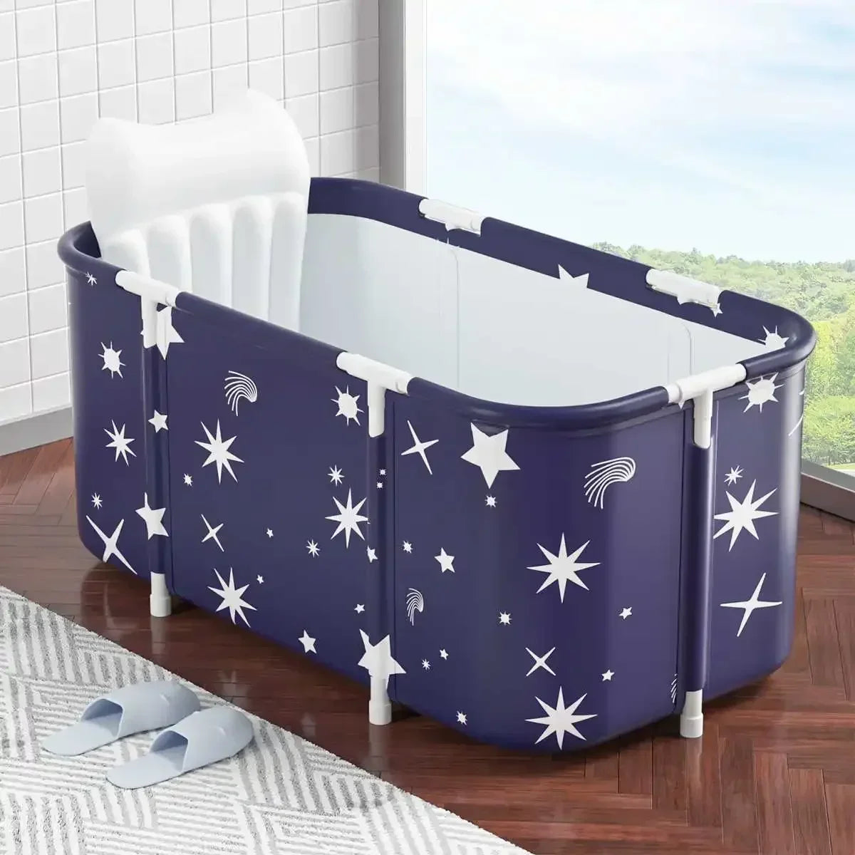 Badkuip - Jacuzzi - Bad Spa - Bath Bucket - Mobiele Badkuip - Dompelbad - voor Ijsbad - Kunststof - 120 cm - Blauw