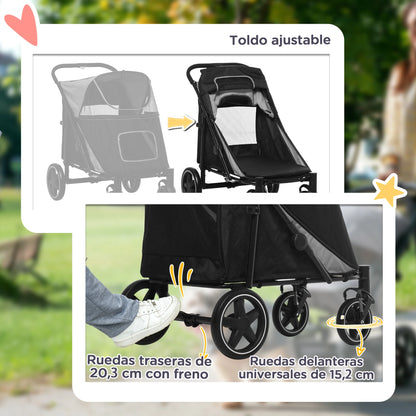 Hondenwagen – Hondenbuggy – Hondenbuggy Inklapbaar – Hondenkar – Dierenbuggy – Inklapbaar Met Eénklik – Geschikt Voor Middelgrote Honden Tot 30 Kg - 112 x 65 x 100 cm - Grijs
