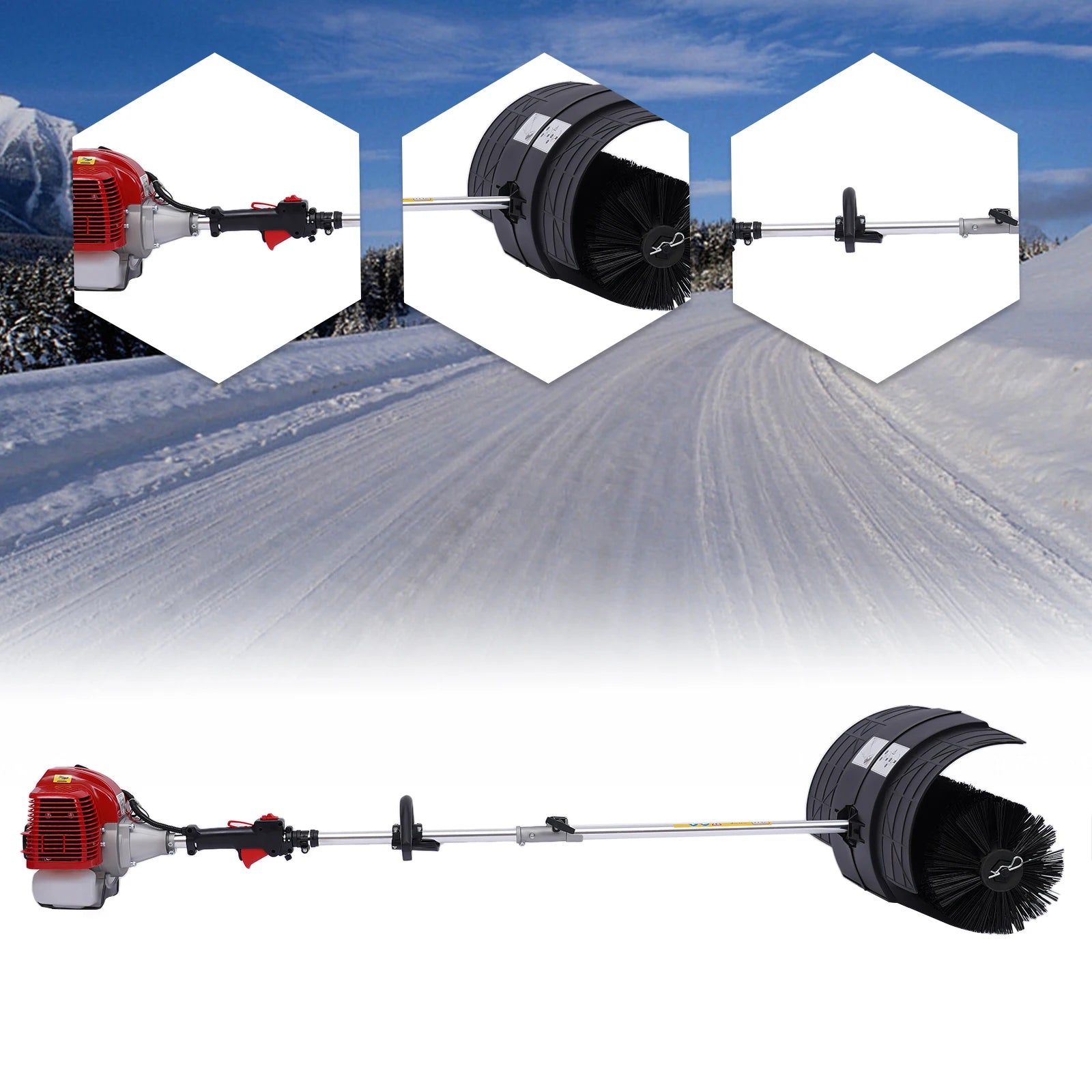 Handveger – Bladveger – Tuinveger – Sneeuwveger – Modderveger – Krachtige 52cc 2-Takt Motor – Grote Borstel 56x23,5 Cm - QUORE