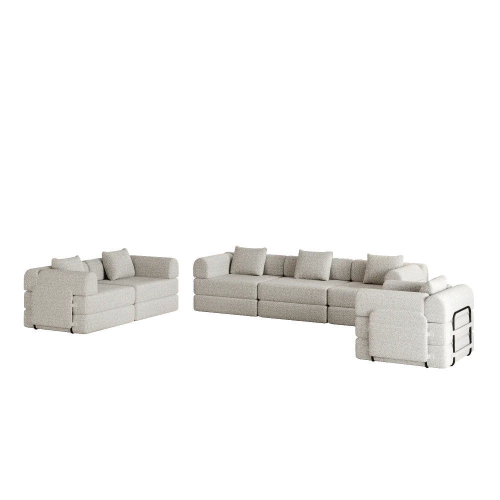 Slaapbank – Hoekbank – Bankbed – Opklapbed – Sofa – Chenille – Met Opbergruimte en Metalen Frame – 6-Zits Kaki - QUORE
