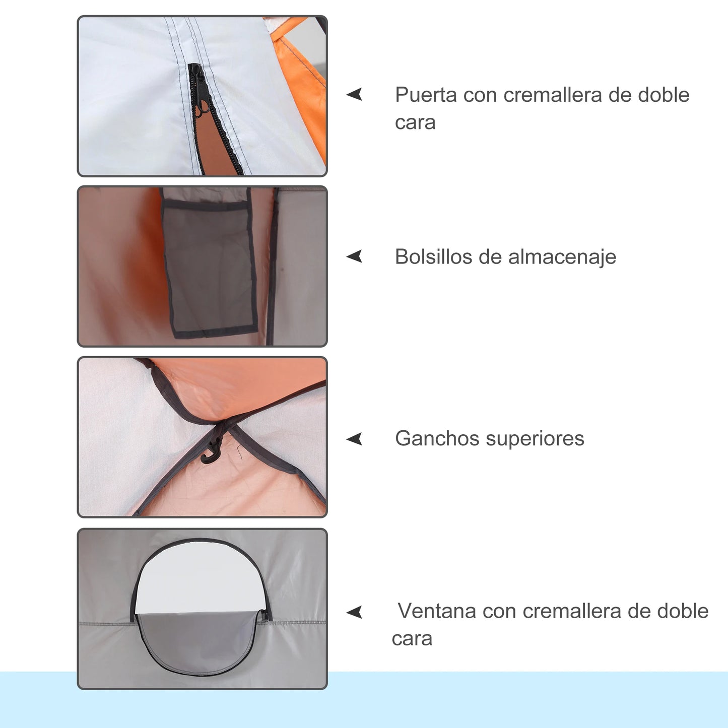 Draagbare - Camping - Douche - Tent  - UV25 - Bescherming - Privé - Badkamer - Kleedruimte - Met - Raam - En - Draagtas - 123x121x198cm - Oranje - QUORE