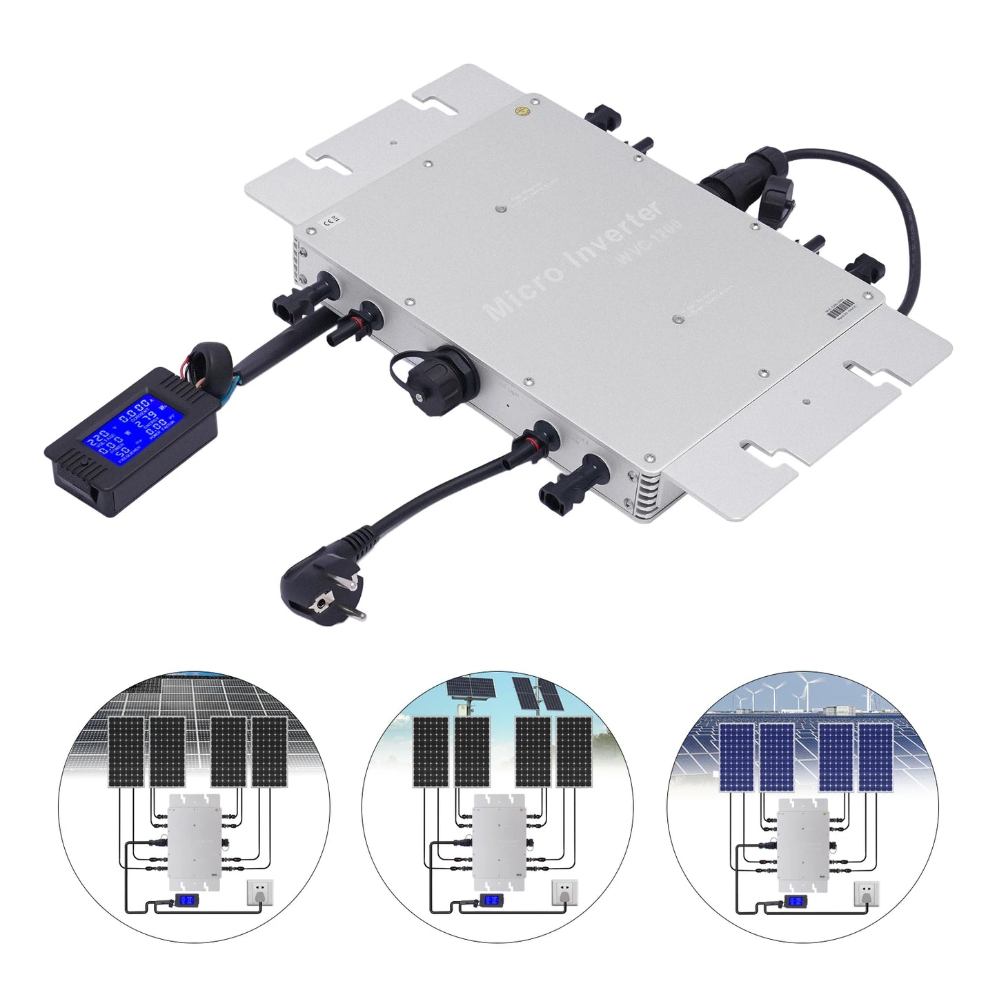 Micro-Omvormer – Solar Omvormer – Zonne-energie Converter – DC Naar AC – 1200W Hoog Rendement – Waterdicht IP65 - QUORE