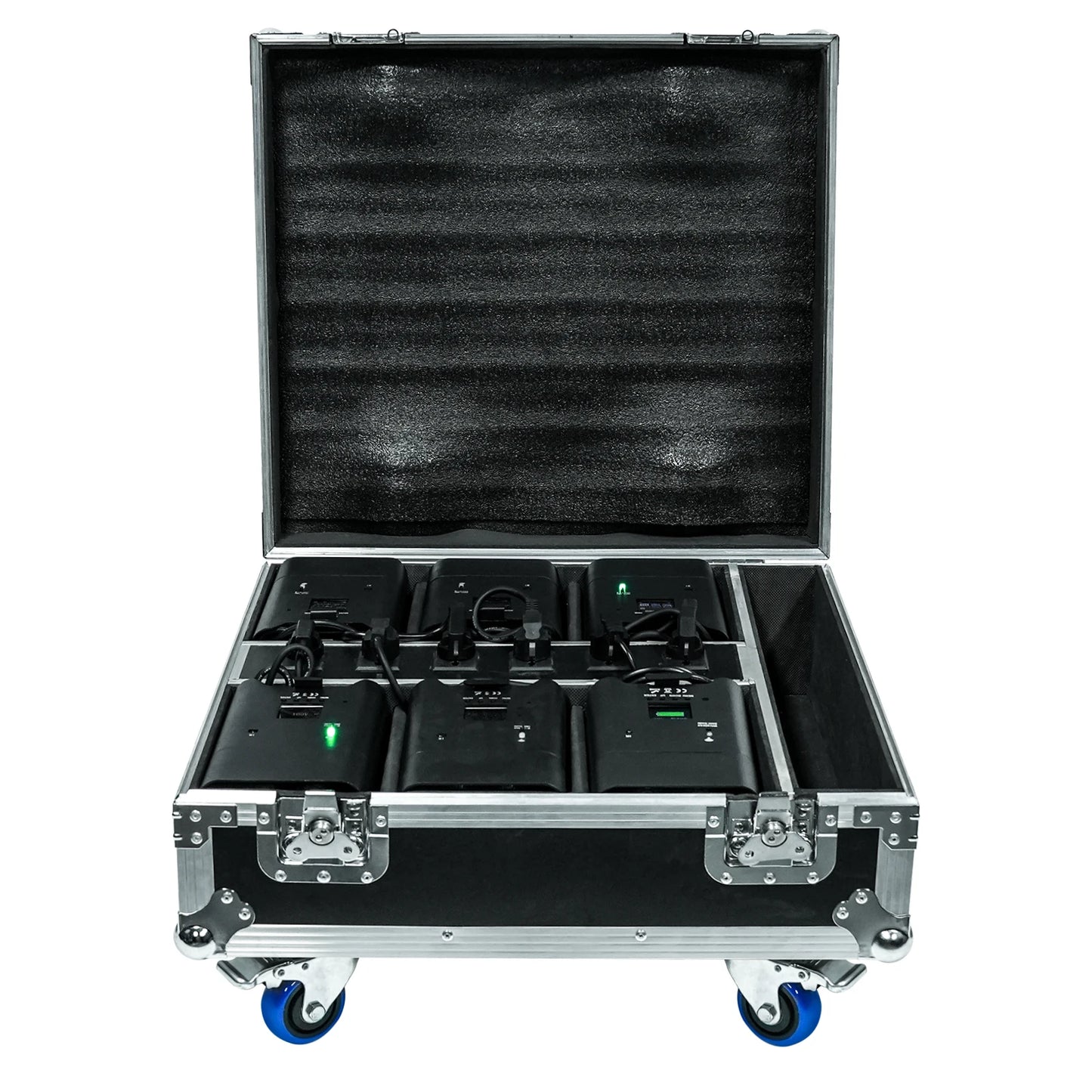 Flightcase Voor 6 Draadloze PAR Lights – Lichtkoffer – Transportkoffer – Beschermcase – Carrycase – Stevig En Lichtgewicht Met Rembare Wielen En EVA-Schuimverdeling