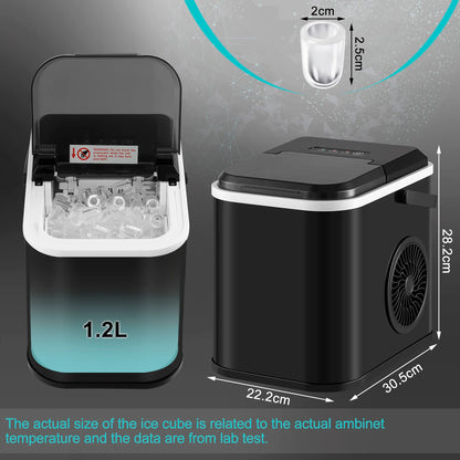 Elektrische IJsblokjesmaker – Snel IJs Maken – Compact IJs Machine – Draagbare IJs Maker – Stil Geluid – 1 Liter Reservoir – 120W Vermogen